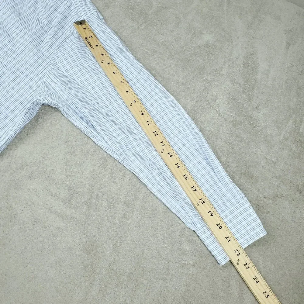 Gitman Bros Dress Shirt Mens 17 34/35 Blue Check Long Sleeve Made in USA